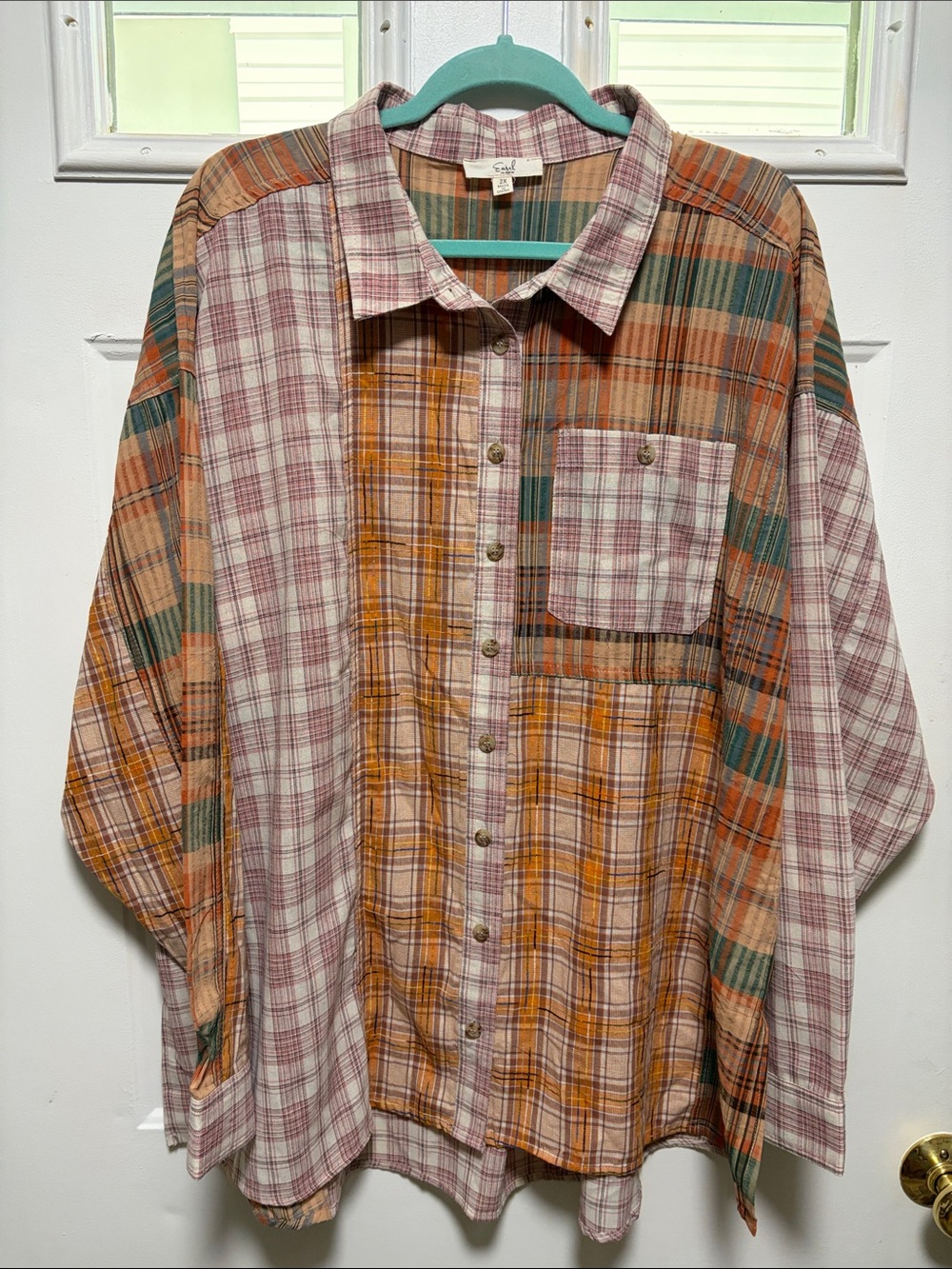 easel Multicolor Plaid Button-Down Shirt - Rust, Mustard, Green, Mauve